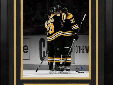 Brad Marchand & Patrice Bergeron Hug During Bergeron s Final Game Boston Bruins 8x10 Framed Photo Supply