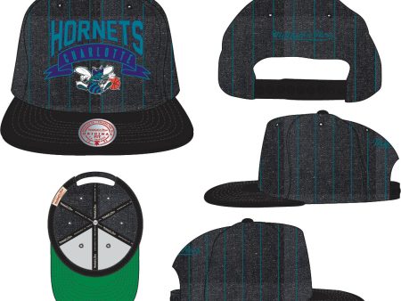 Charlotte Hornets Mitchell & Ness Dem Stripes Snapback Hat For Discount