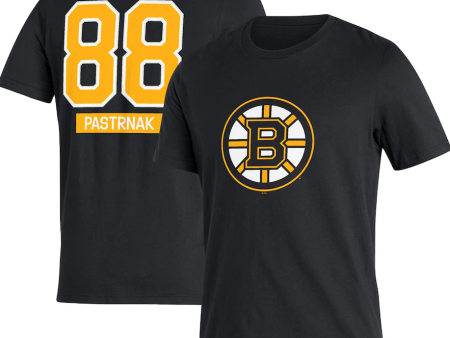 David Pastrnak Boston Bruins Adidas Player Name & Number T-Shirt - Black Sale