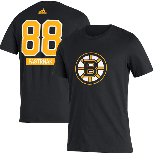 David Pastrnak Boston Bruins Adidas Player Name & Number T-Shirt - Black Sale