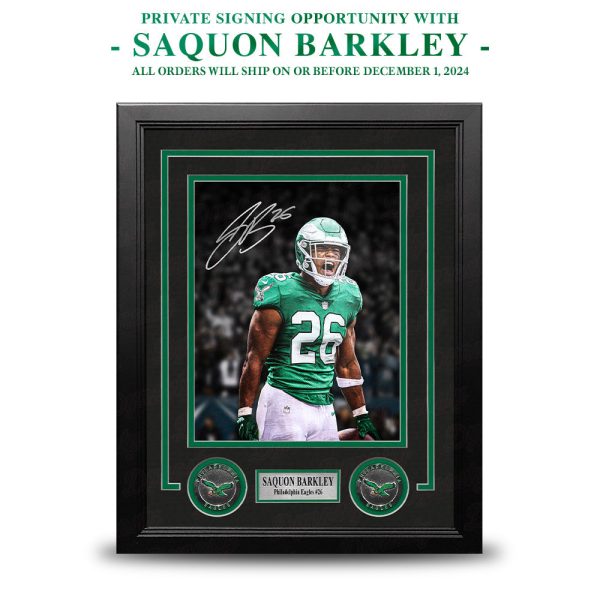 Saquon Barkley Autograph Philadelphia Eagles Framed Photo | Pre-Sale Opportunity For Cheap