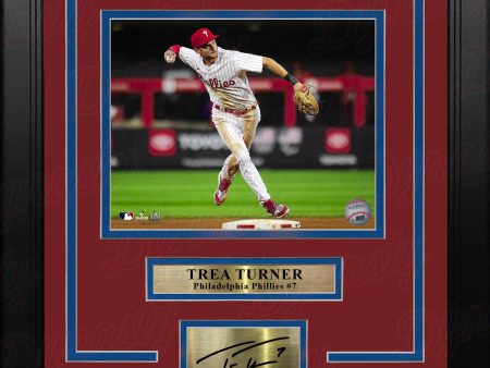 Trea Turner in Action Philadelphia Phillies 16  x 20  Framed Baseball Photo with Engraved Autograph Supply