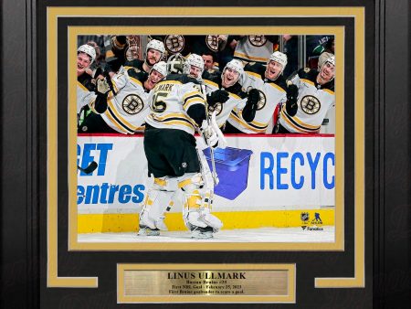 Linus Ullmark 1st NHL Goal Boston Bruins 8  x 10  Framed Hockey Photo Online Hot Sale