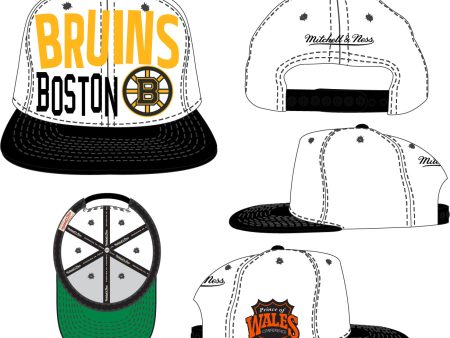 Boston Bruins Mitchell & Ness Toss Up Snapback Vintage Hat For Sale