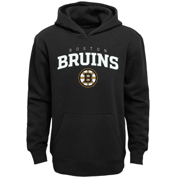 Boston Bruins Youth Team Lock Up Pullover Hoodie - Black For Sale