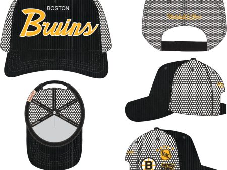 Boston Bruins Mitchell & Ness Times Up Snapback Vintage Trucker Hat Sale