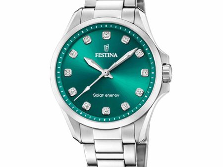 Festina F20654 3 Women s Green Dial Solar Wristwatch Fashion