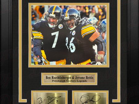 Ben Roethlisberger & Jerome Bettis Pittsburgh Steelers 8x10 Framed Photo with Engraved Autographs For Discount