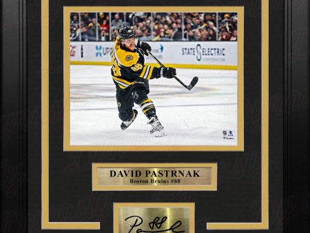 David Pastrnak Shooting Action Boston Bruins 8  x 10  Framed Hockey Photo with Engraved Autograph Discount