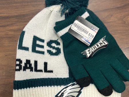 Philadelphia Eagles Youth Dual-Color Cuffed Pom Knit Beanie and Gloves Set Sale