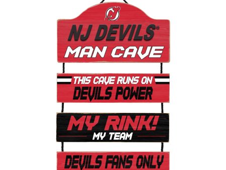 New Jersey Devils Wooden Man Cave Dangle Sign Supply