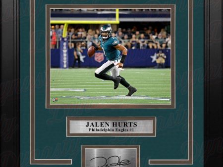 Jalen Hurts Running Action Philadelphia Eagles 8x10 Framed Football Photo with Engraved Autograph Supply