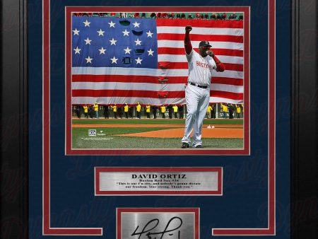 David Ortiz 2013 This is Our City Speech Boston Red Sox 8x10 Framed Photo with Engraved Autograph For Sale