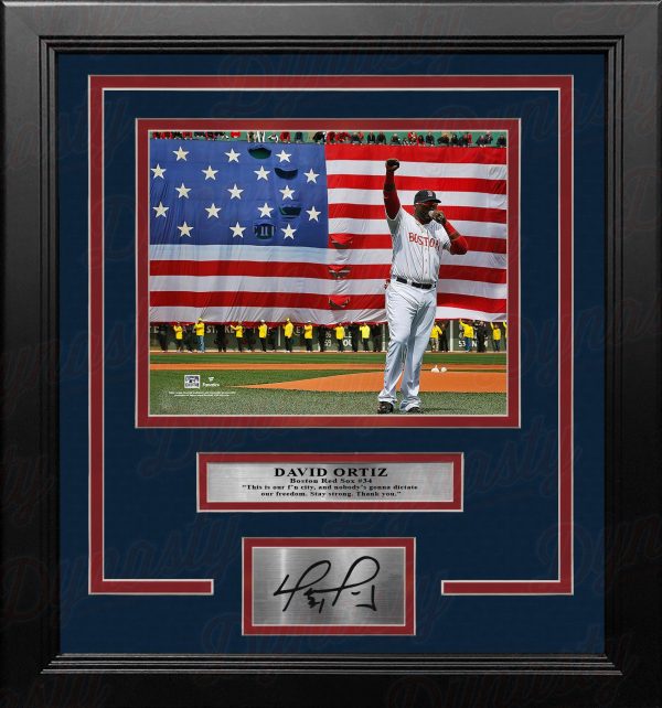 David Ortiz 2013 This is Our City Speech Boston Red Sox 8x10 Framed Photo with Engraved Autograph For Sale