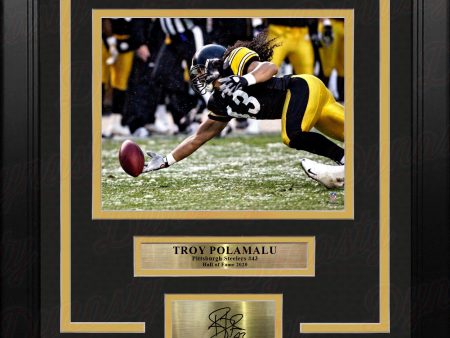 Troy Polamalu Fingertip Catch Pittsburgh Steelers 8  x 10  Framed Football Photo with Engraved Autograph Discount