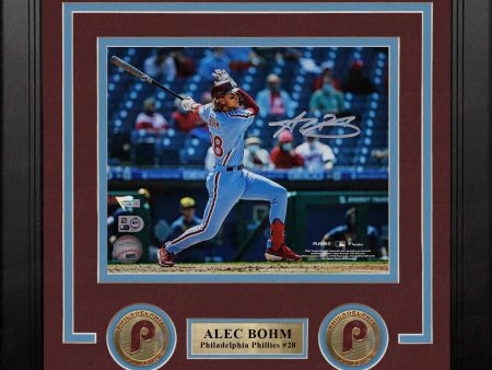 Alec Bohm Throwback Action Philadelphia Phillies Autographed 8  x 10  Framed Baseball Photo Discount