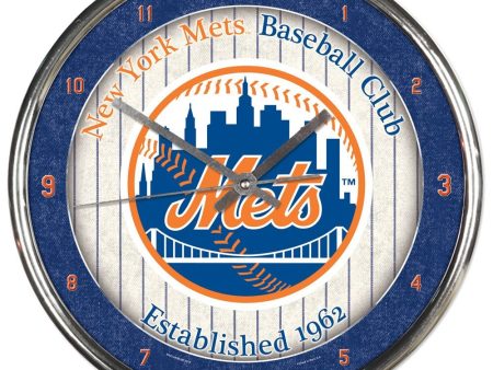 New York Mets Round Chrome Clock Fashion