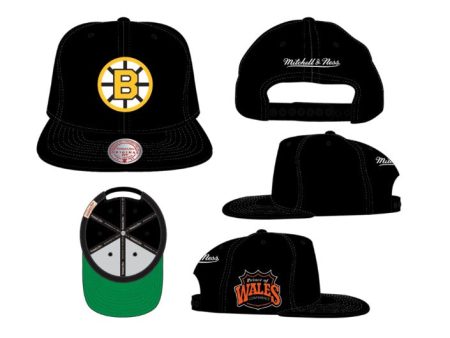 Boston Bruins Mitchell & Ness Conference Patch Vintage Black Snapback Cap Online