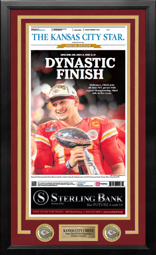 Patrick Mahomes Kansas City Chiefs Super Bowl Champions Framed Newspapers (3 Super Bowls) Online now