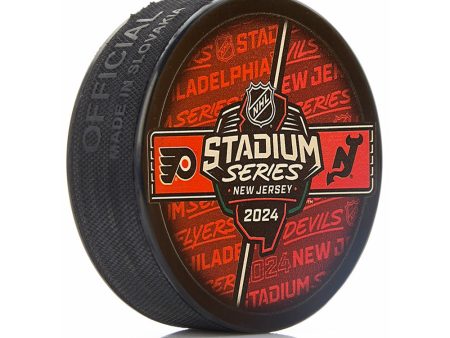 Philadelphia Flyers vs New Jersey Devils 2024 Stadium Series Dueling Hockey Puck For Sale