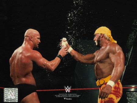 Stone Cold Steve Austin & Hulk Hogan Toast in the Ring 8  x 10  WWE Wrestling Photo For Sale