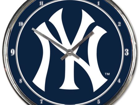 New York Yankees Round Chrome Clock Online now