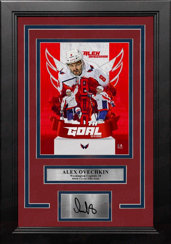 Alex Ovechkin Washington Capitals 800th Career Goal 8x10 Framed Hockey Photo with Engraved Autograph Sale