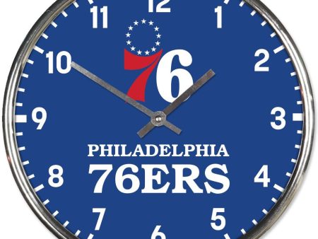 Philadelphia 76ers Royal Blue Chrome Clock Discount