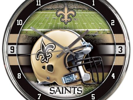 New Orleans Saints Round Chrome Clock on Sale