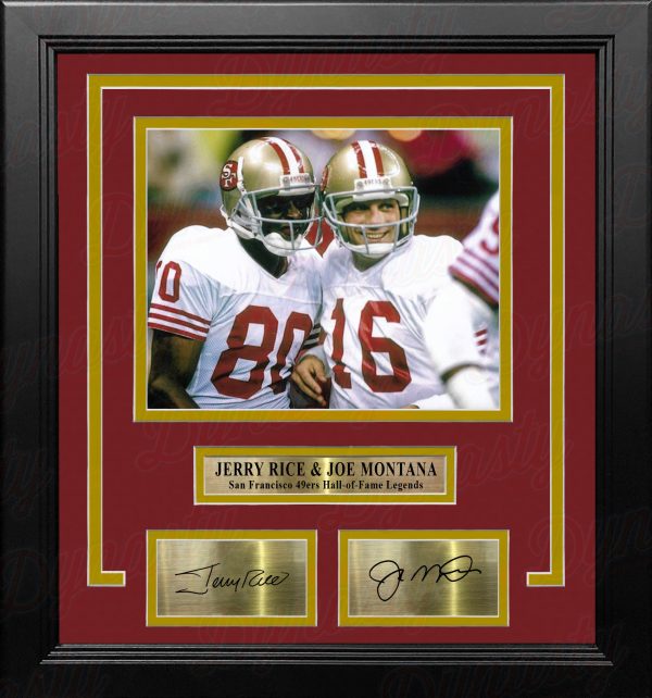 Jerry Rice & Joe Montana San Francisco 49ers 8  x 10  Framed Football Photo with Engraved Autographs Online Hot Sale