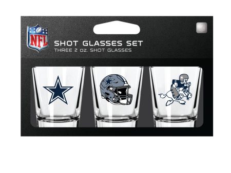 Dallas Cowboys 3-Piece Shot Glass Gift Set Fashion