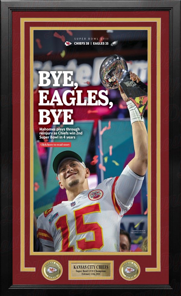 Patrick Mahomes Kansas City Chiefs Super Bowl Champions Framed Newspapers (3 Super Bowls) Online now