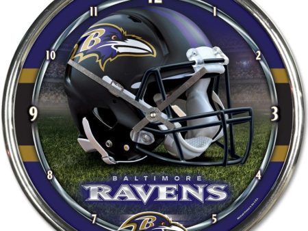 Baltimore Ravens Round Chrome Clock Discount