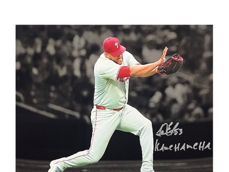 Carlos Estevez Pose Autographed Philadelphia Phillies 11x14 Blackout Photo - Kamehameha Inscription Discount