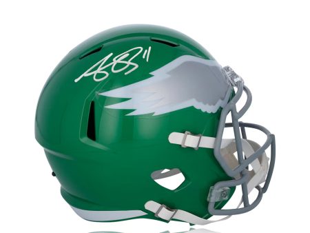 AJ Brown Philadelphia Eagles Autographed Alternate Kelly Green Full-Size Speed Helmet Fashion