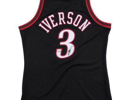 Allen Iverson Philadelphia 76ers Autographed Black Basketball Jersey Sale