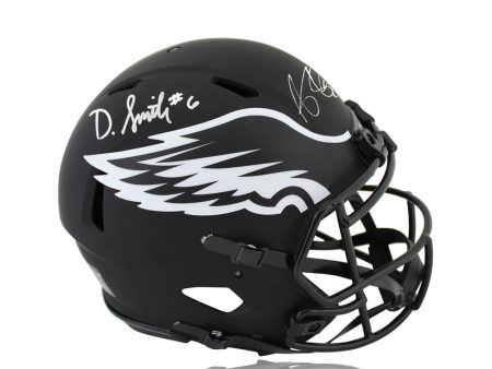 DeVonta Smith & AJ Brown Philadelphia Eagles Autographed Football Eclipse Helmet - White Signature Sale