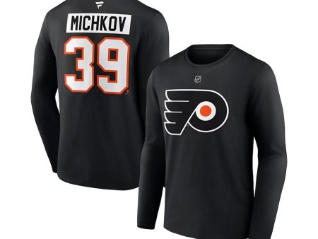 Matvei Michkov Philadelphia Flyers Authentic Name & Number Adult Long Sleeve Shirt - Black on Sale