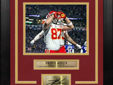 Travis Kelce Heart Hands Touchdown Kansas City Chiefs 8  x 10  Framed Photo with Engraved Autograph For Discount