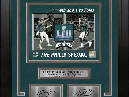 Trey Burton & Nick Foles Eagles Philly Special Collage 11x14 Framed Photo with Engraved Autographs For Discount