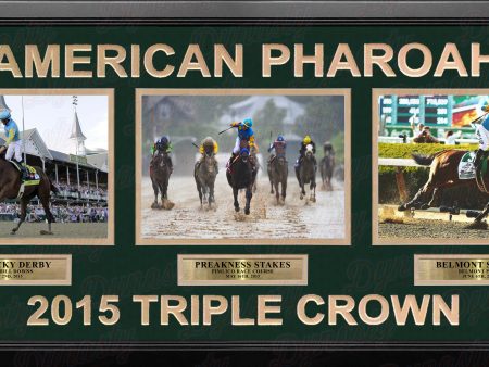 Victor Espinoza & American Pharoah 2015 Triple Crown Winner Framed and Matted Horse Racing Collage For Cheap