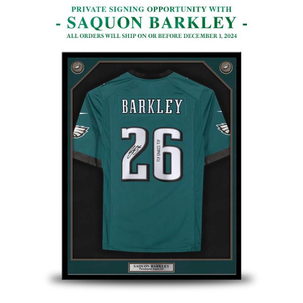 Saquon Barkley Autograph Philadelphia Eagles Framed Nike Jersey | Pre-Sale Opportunity Online now