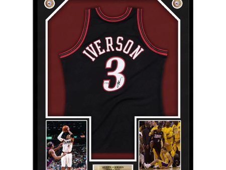 Allen Iverson Philadelphia 76ers Autographed Framed Black Swingman Basketball Jersey on Sale