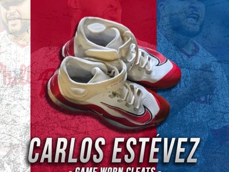 Carlos Estévez Philadelphia Phillies 2024 Game-Worn White Red Cleats Online Sale