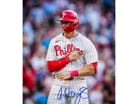 Austin Hays Chest Pound Autographed Philadelphia Phillies 8  x 10  Baseball Photo Cheap