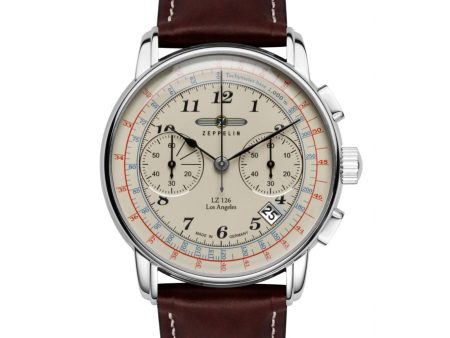 Zeppelin 7614-5 Los Angeles Chronograph Brown Leather Strap Wristwatch Sale