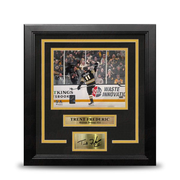 Trent Frederic Goal Celebration Boston Bruins 11  x 14  Framed Hockey Photo with Engraved Autograph Online now