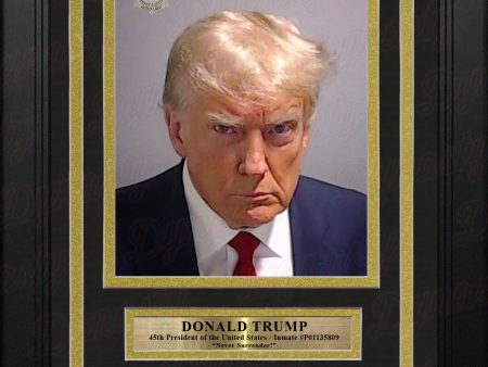 Donald Trump 45th President Fulton County Jail Mugshot 8  x 10  Framed Photo with Engraved Autograph on Sale