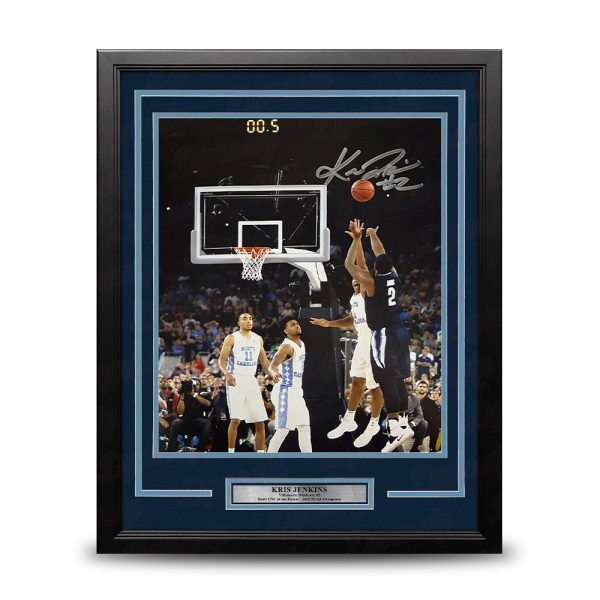 Kris Jenkins Villanova Wildcats 2016 NCAA Champions Buzzer Beater Autographed 11  x 14  Framed Photo Hot on Sale