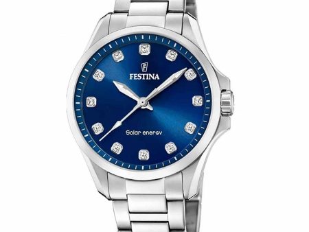 Festina F20654 4 Women s Blue Dial Solar Wristwatch Online Sale